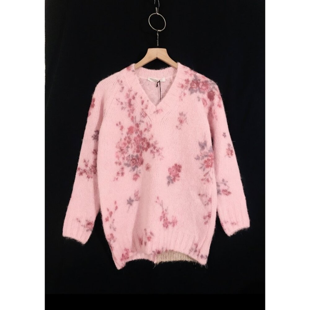 Philosophy di Lorenzo Serafini Sweater in Pink Floral Mohair - Small - NWT